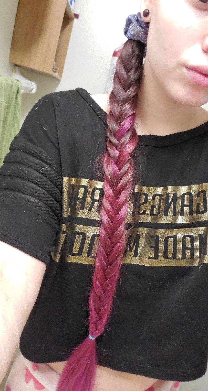 Dark Brown to Magenta Pink Fishtail — Red Braids
