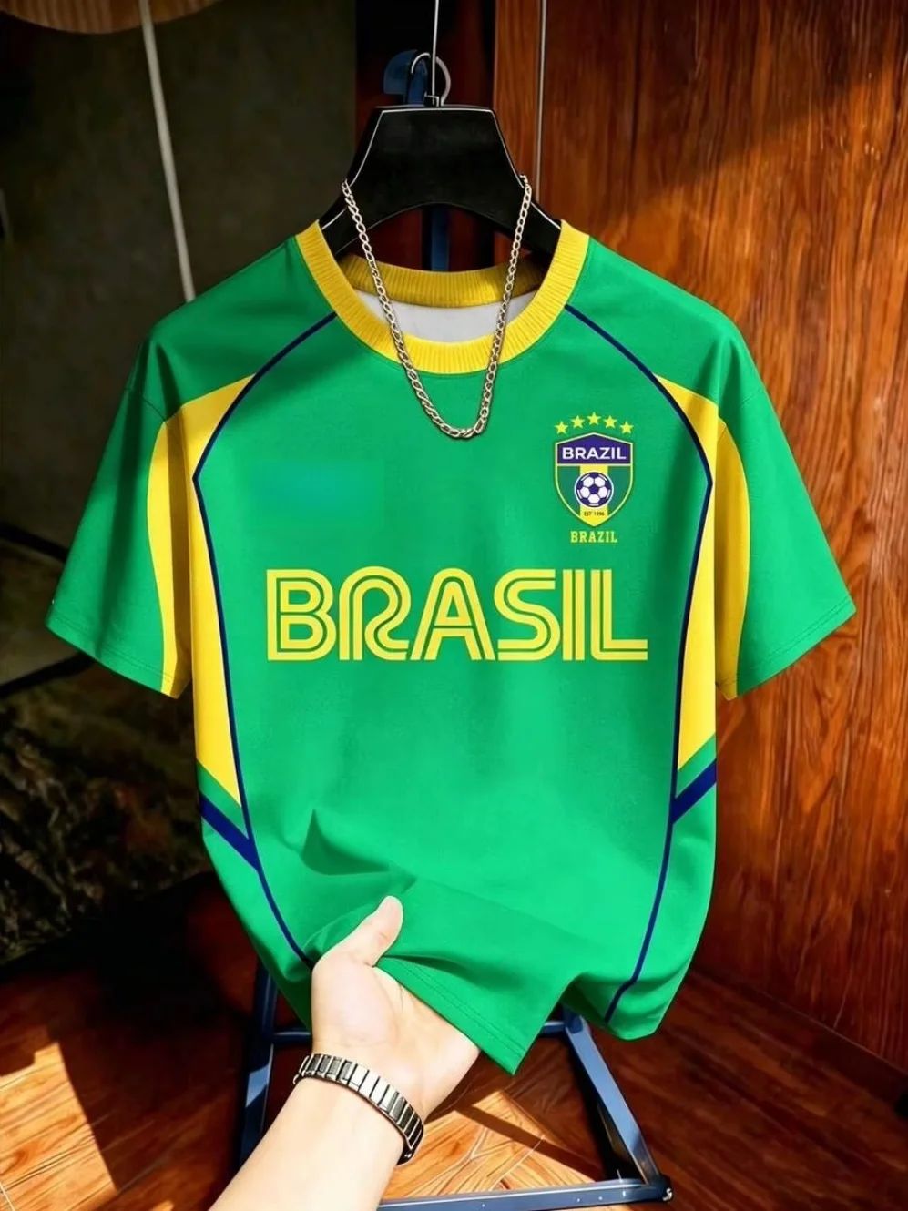 Soccer Fan Style: Green and Yellow 'BRASIL' Jersey Soccer Fan Style: Green and Yellow 'BRASIL' Jersey — Brazil Outfits