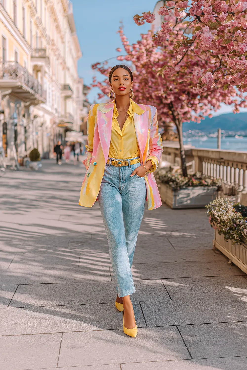 Pink Trench Coat Over Floral Mini Dress Pink Trench Coat Over Floral Mini Dress — Colorful Outfits