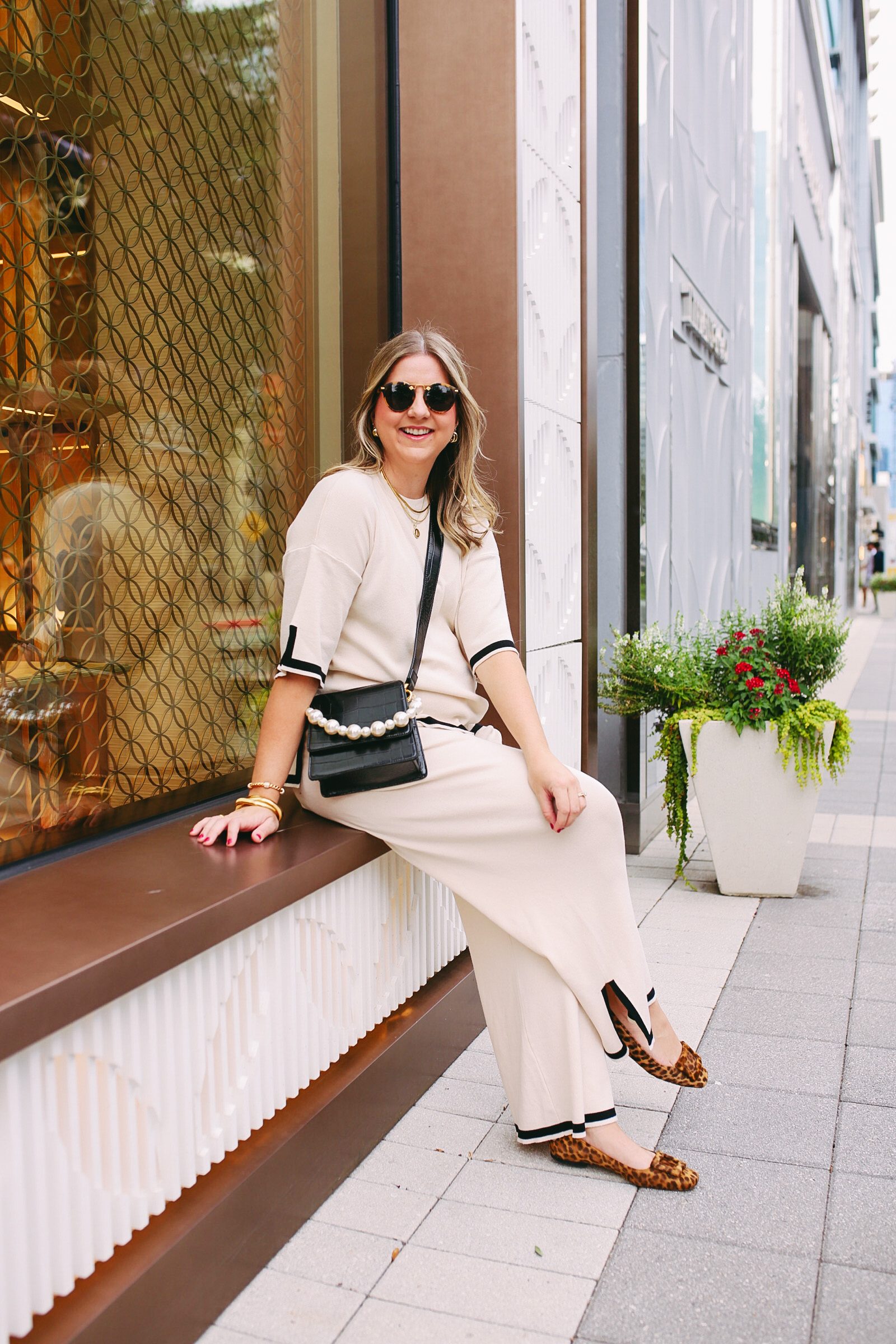 Cream Knit Oversized Sweater and Wide-Leg Pants Set Cream Knit Oversized Sweater and Wide-Leg Pants Set — Two Piece Sets