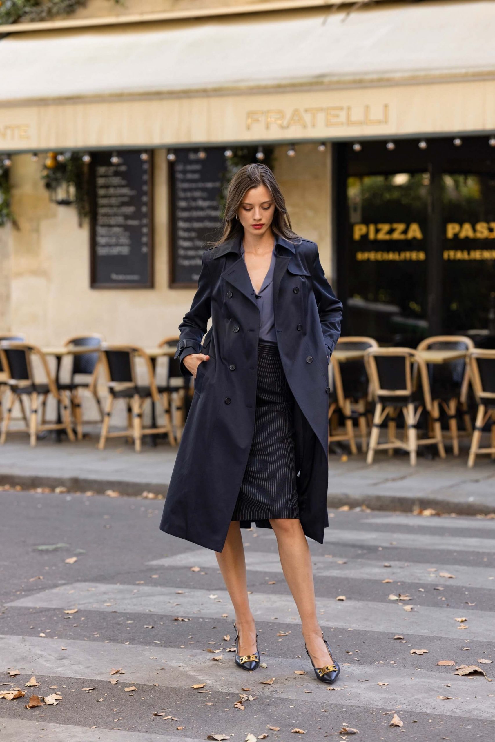 Sophisticated Navy Trench Coat for Business Casual — Trench Coat Outfits