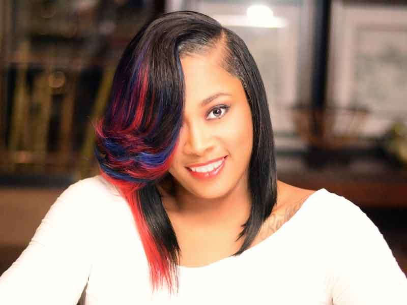 Shoulder Length Bob With Color Streaks Shoulder Length Bob With Color Streaks — Quick Weave Bob