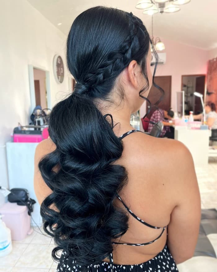 Black High Ponytail With Braids Black High Ponytail With Braids — Prom Hairstyles for Long Hair