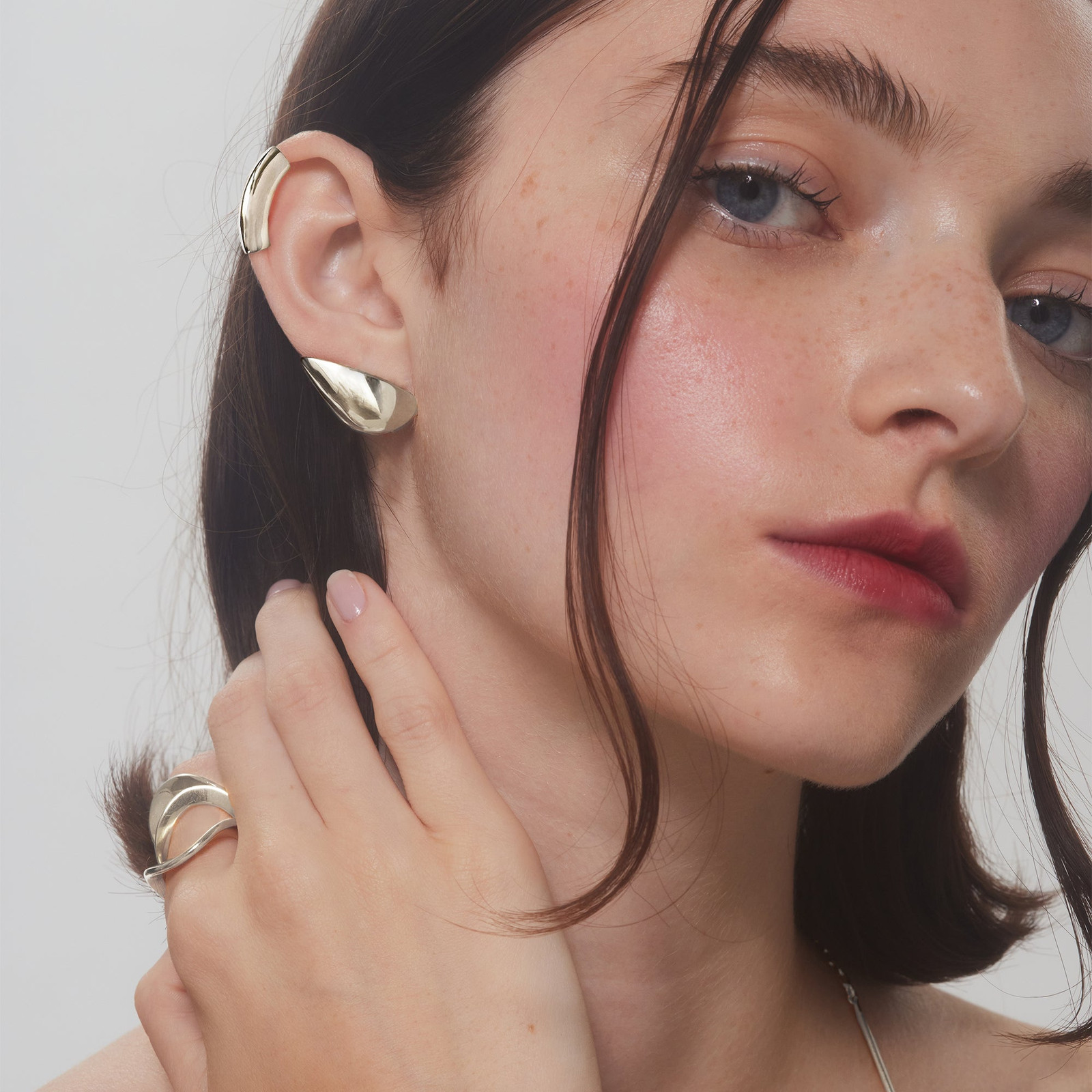 Minimalist Sculptural Silver Ear Cuffs Minimalist Sculptural Silver Ear Cuffs