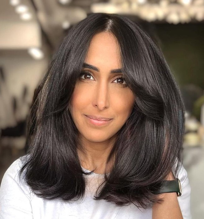 Glossy Dark Chocolate Lob Glossy Dark Chocolate Lob — Hair Color for Olive Skin Brown Eyes