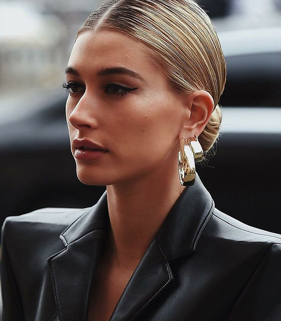 Blonde Collarbone Sharp Center Part — Slick Back Bun
