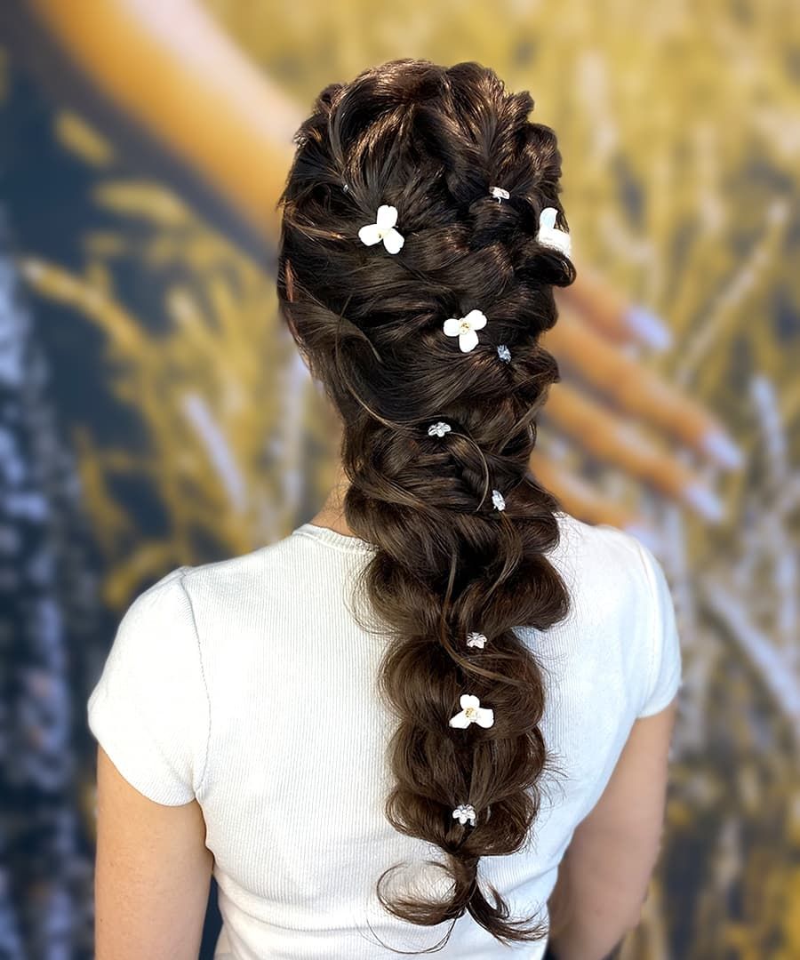 Mid-Back Visual Idea — Boho Braided Wedding Hair