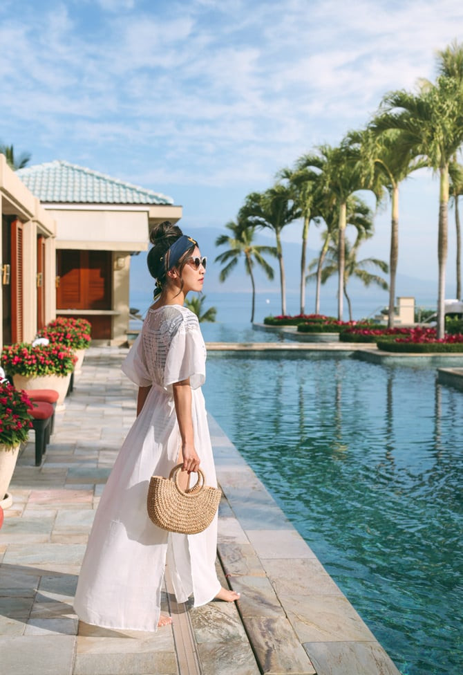Flowing White Maxi Dress with Lace Detail Flowing White Maxi Dress with Lace Detail — Maui Outfits