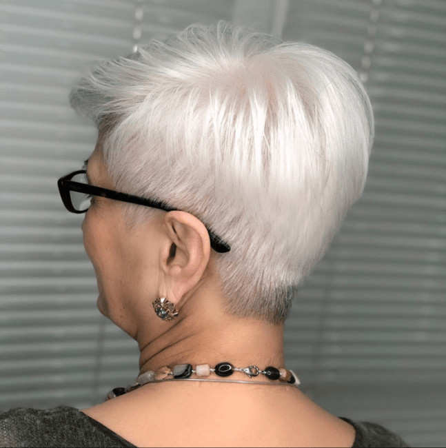 Layered Pixie Back View Layered Pixie Back View — Gray Hair Styles for Women Over 60