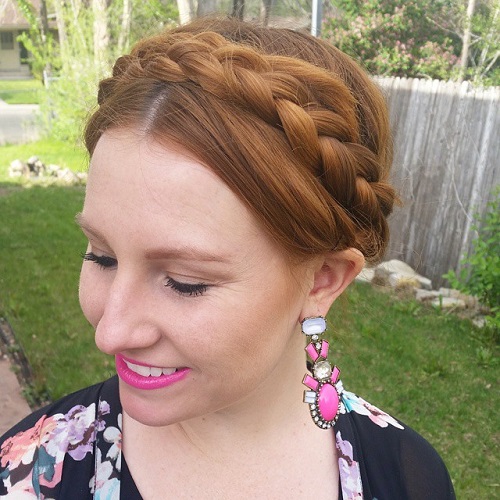 Short Wavy Red Milkmaid Braid