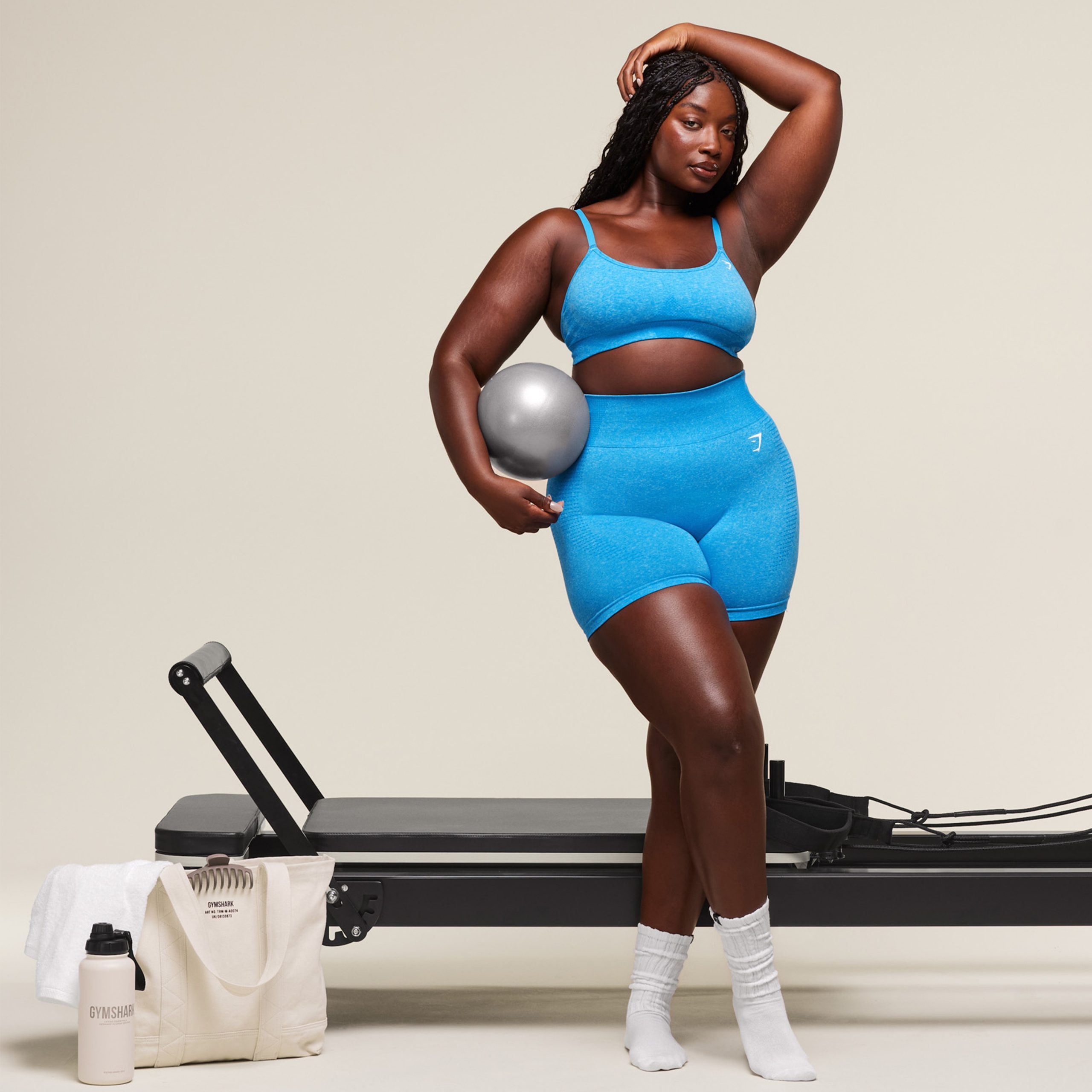Vibrant Blue Textured Knit Set — Pilates Outfits