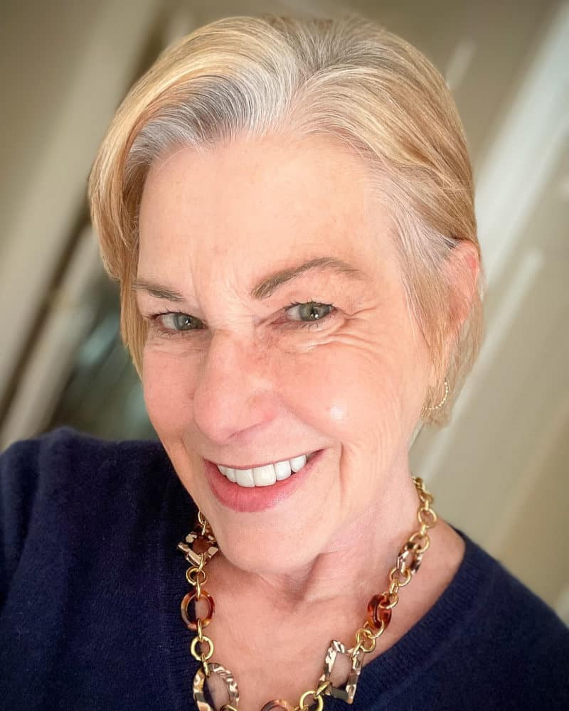 Shoulder Layers With Clear Gray Roots — Transitioning to Gray Hair