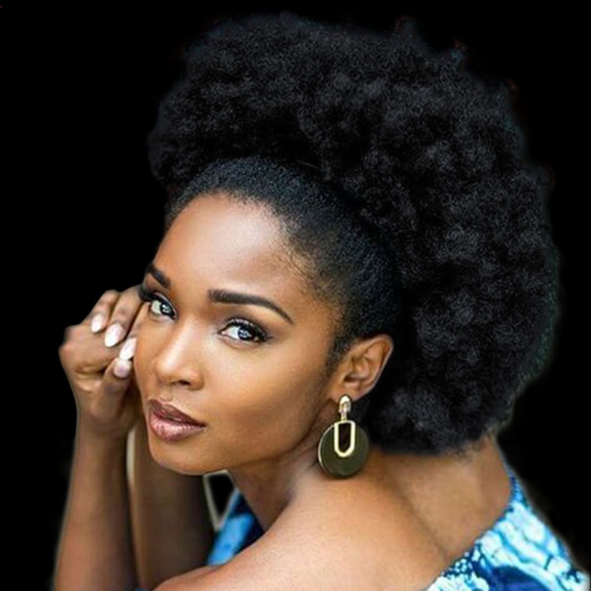 Voluminous Afro Puff Front and Side — High Puff