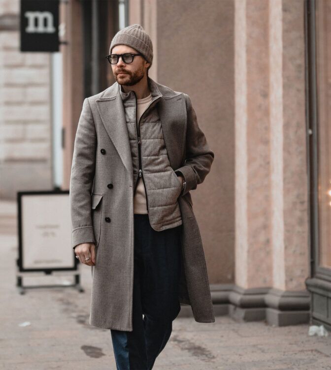 Layered Winter Casual with a Double-Breasted Overcoat — Mens Casual Outfits