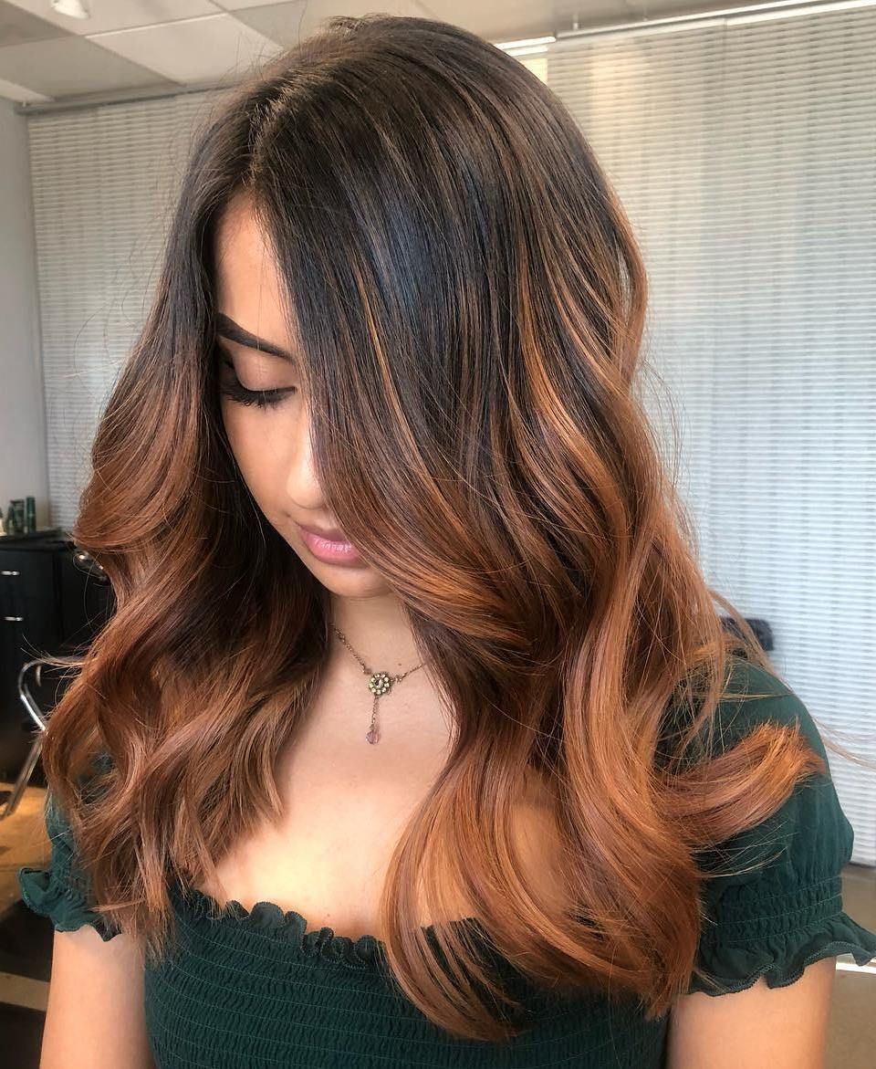 Dark Brown With Warm Copper Balayage Dark Brown With Warm Copper Balayage — Hair Color for Tan Skin