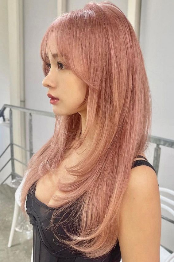 Layered Lob with Rose Gold Hue — Haircuts for Straight Hair