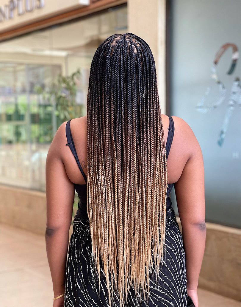 Mid-Back Black to Blonde Ombre Box Braids — Ombre Braids