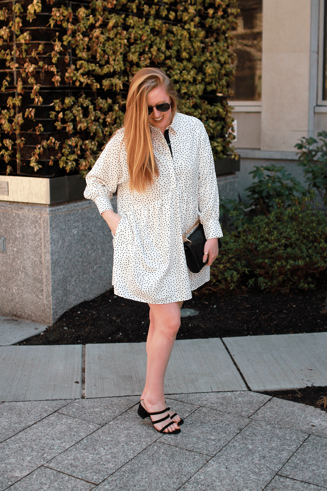 Playful Polka Dots: Tiered Mini Dress and Block Heels Playful Polka Dots: Tiered Mini Dress and Block Heels — Boston Outfits