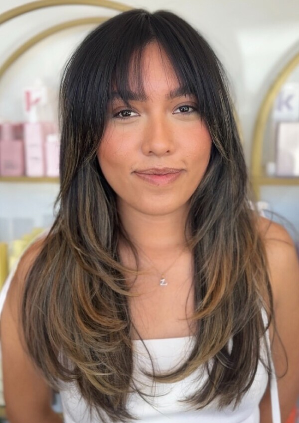 Shoulder-Length Shag With Curtain Bangs — Long Hair with Bangs
