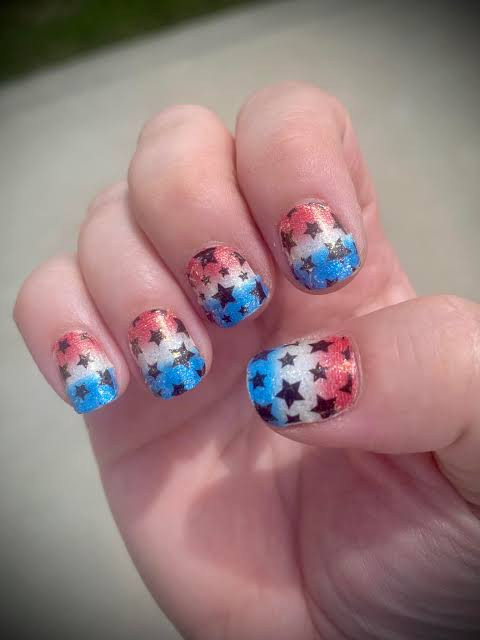 Star Gradient Patriotic Sport Nails Star Gradient Patriotic Sport Nails — Volleyball Nails