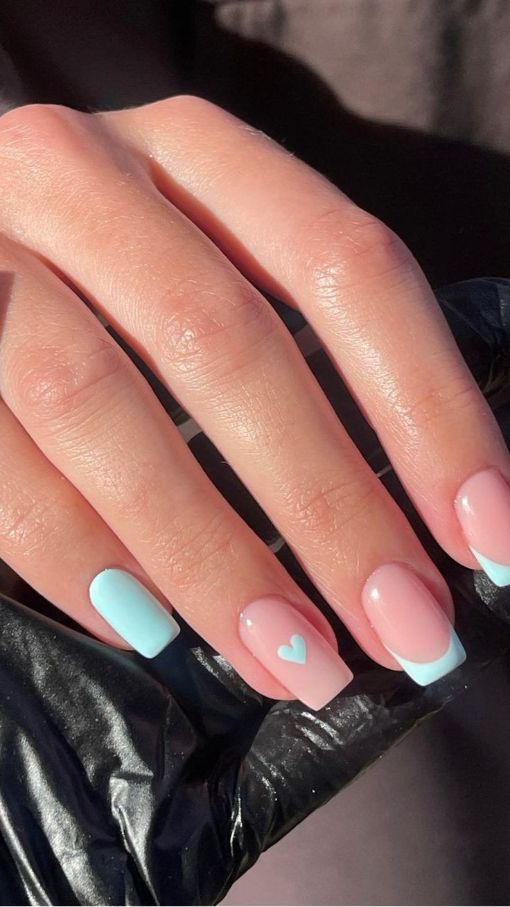 Small Heart Accent On One Nail Visual Idea — Baby Shower Nails