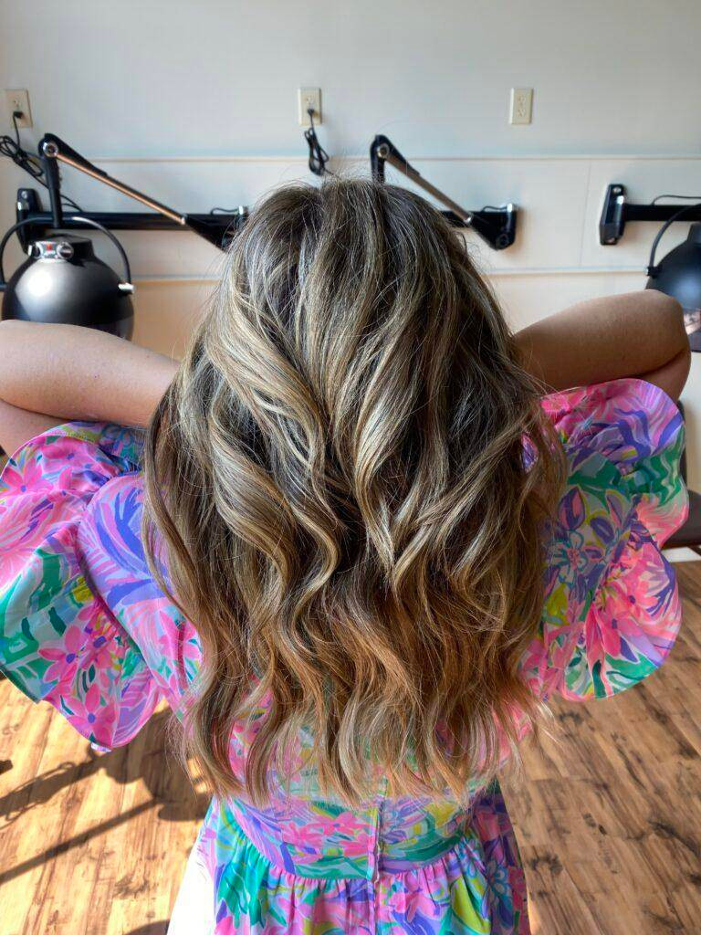 Dark Blonde Loose Waves Back View — Halo Extensions Hairstyles