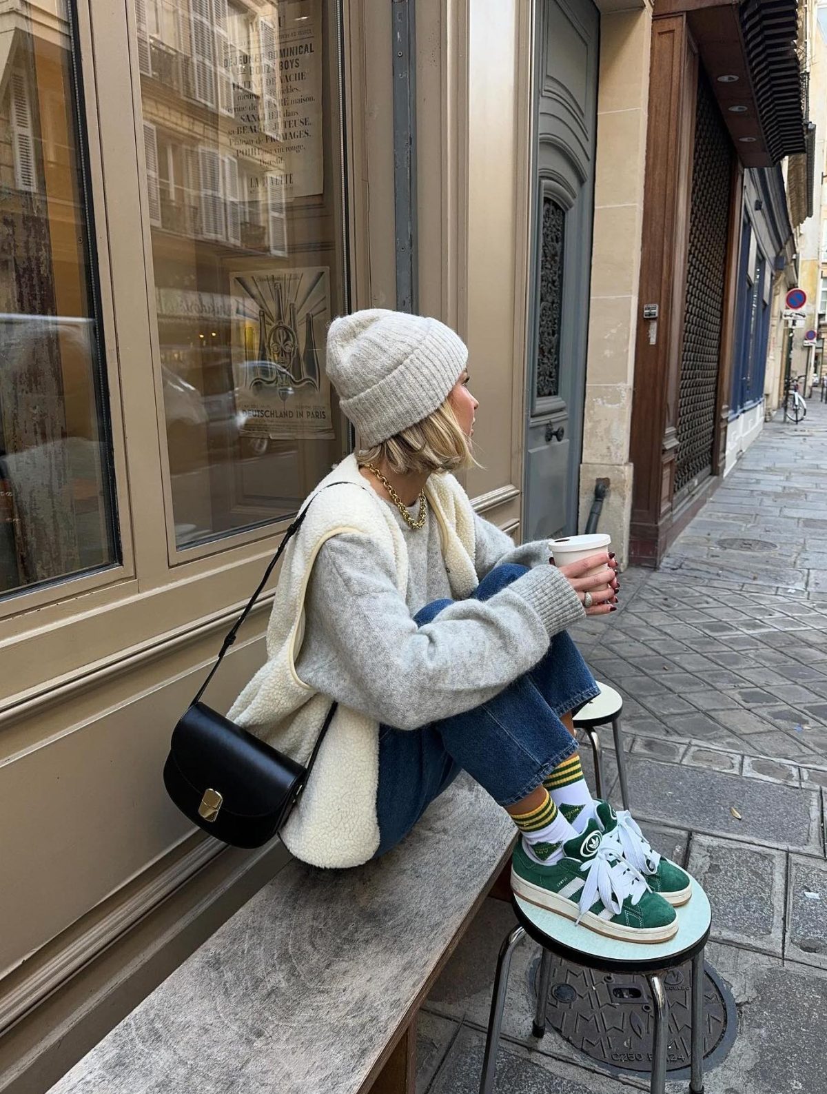 Casual Green Sneakers with Layered Neutrals — Green Outfits