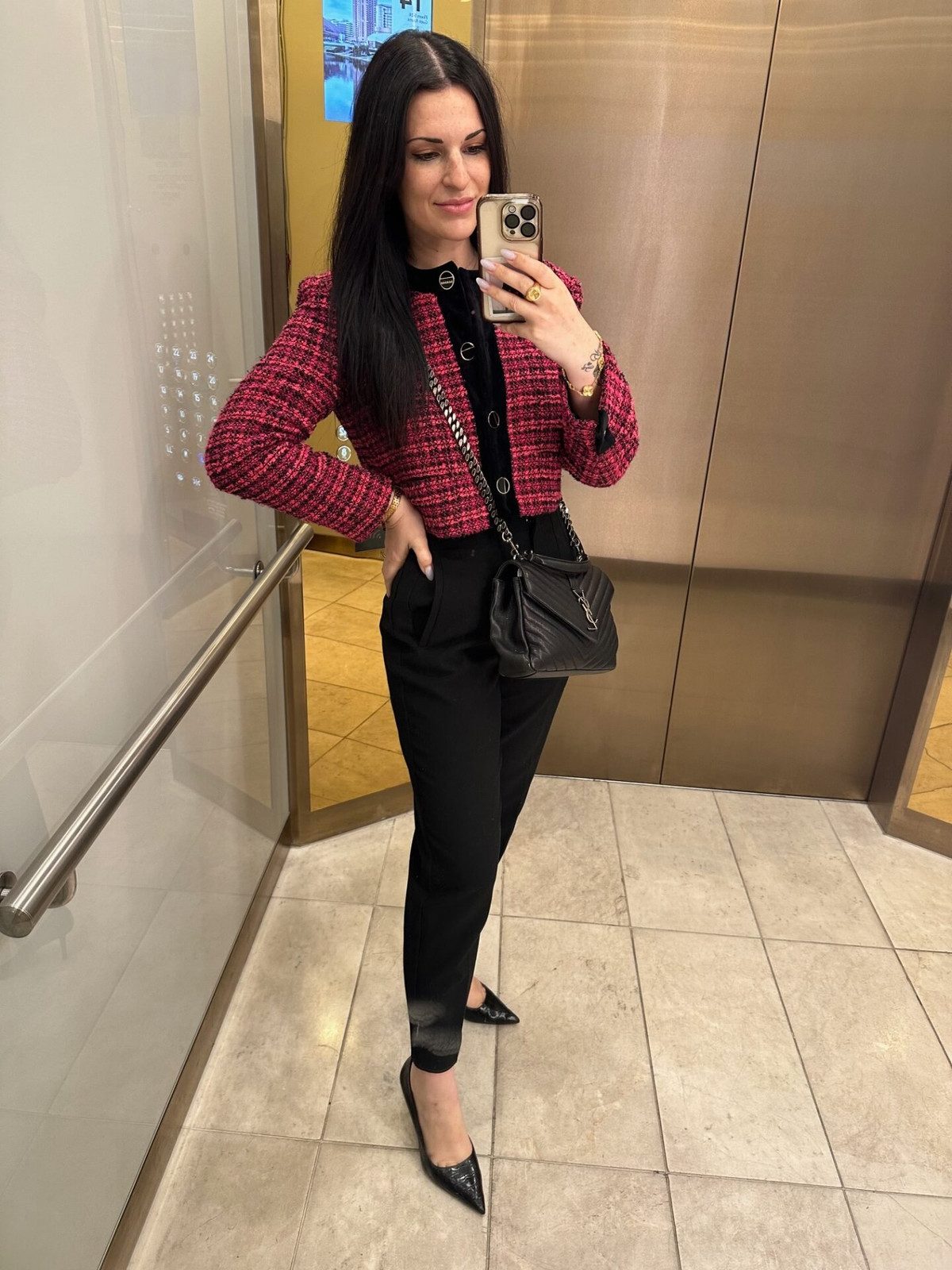 Textured Cropped Jacket and Slim Trousers for a Polished Look — Conference Outfits