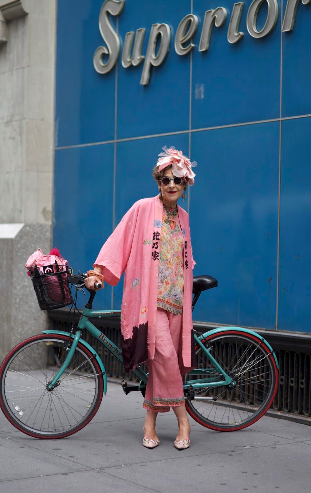 Vibrant Bohemian: Pink Kimono Over Floral Top and Trousers — Grandma Outfits