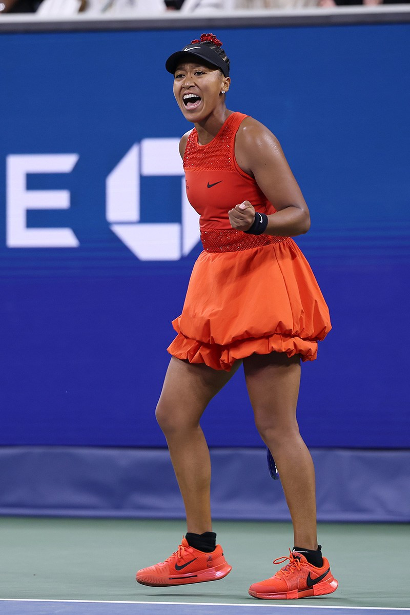 Vibrant Orange Tennis Dress with Sequined Waistband and Bubble Skirt — Tennis Match Outfits