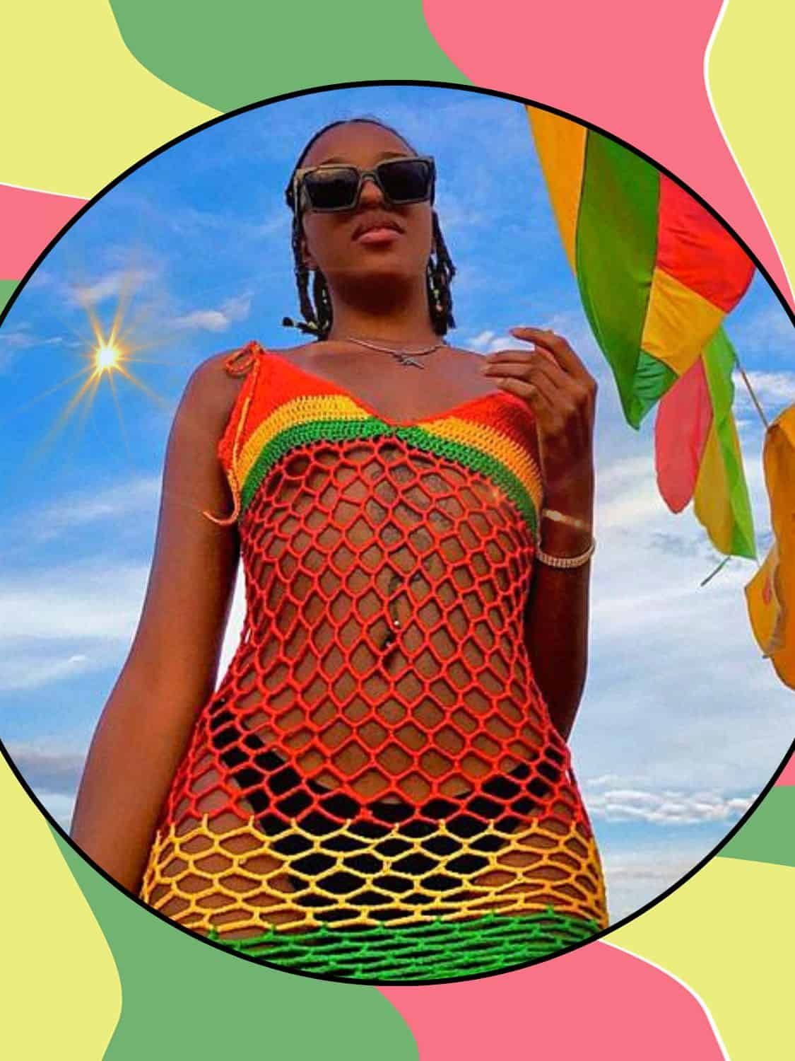 Rasta-Colored Crocheted Cover-Up for Beach Days — Jamaica Outfits