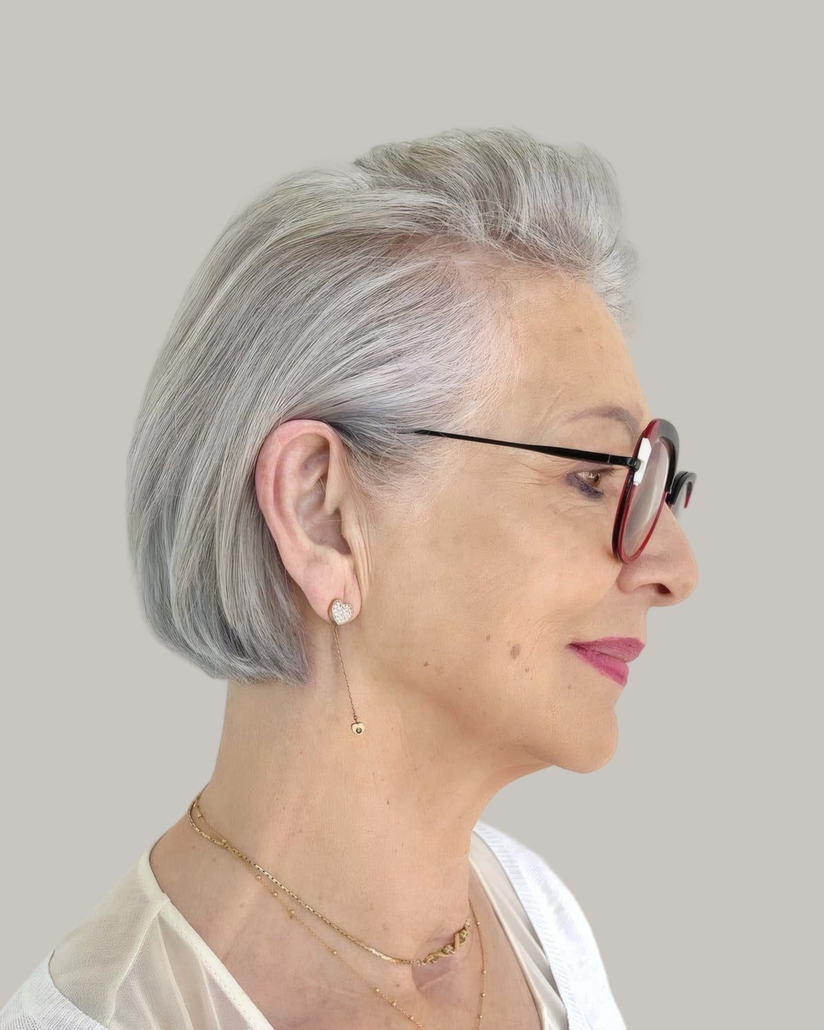Classic Grey Bob Styled Up — Short Haircuts with Glasses