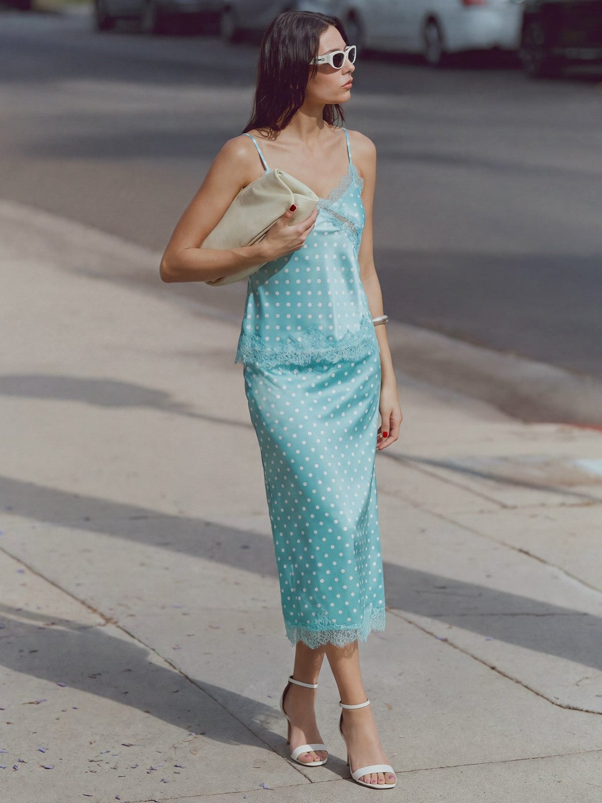 Aqua Polka Dot Slip Skirt for Summer Party Vibes Aqua Polka Dot Slip Skirt for Summer Party Vibes — Slip Skirts