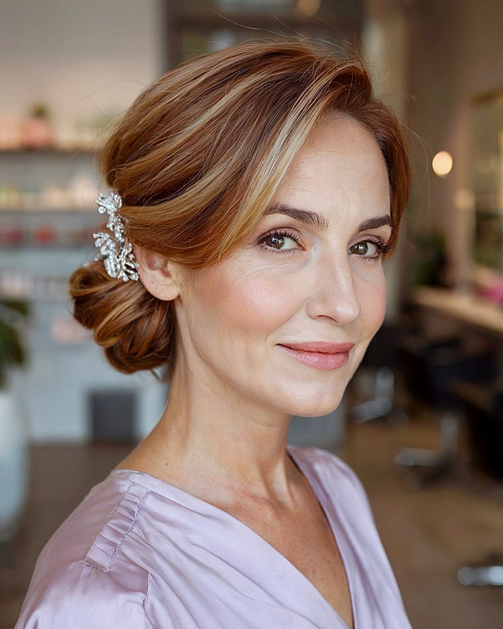Textured Low Side Bun With Face-Framing Pieces Textured Low Side Bun With Face-Framing Pieces — Mother of the Bride Hairstyles