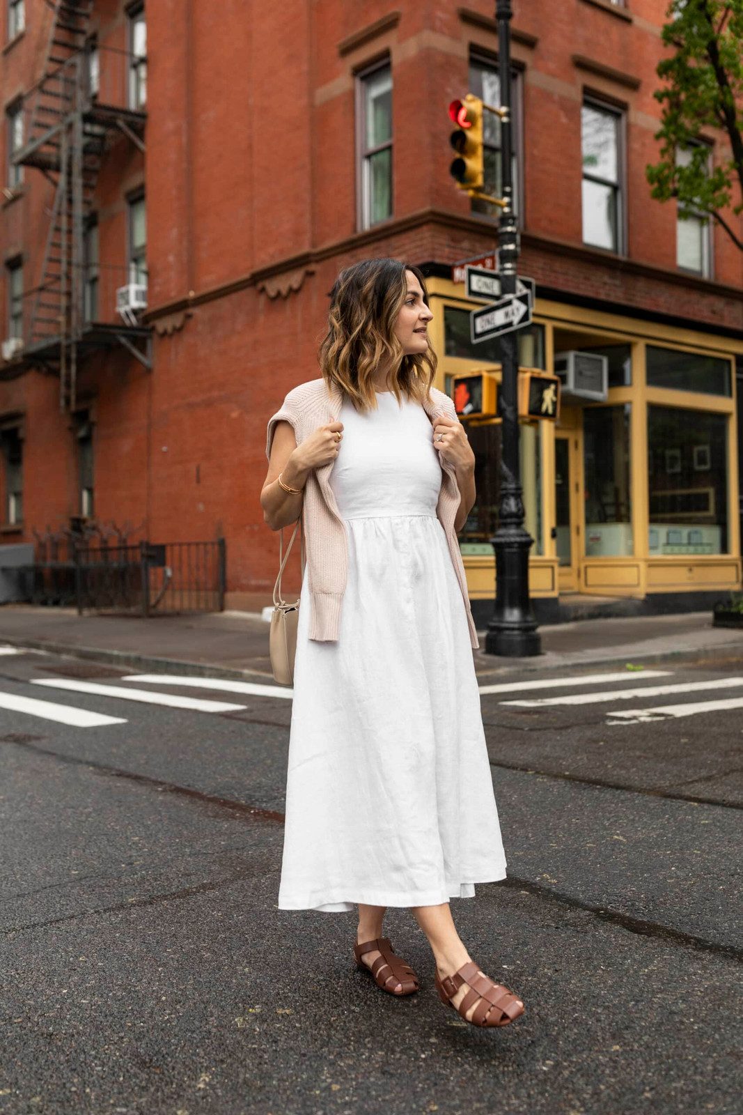 Chic White Linen Midi Dress for Summer Days Chic White Linen Midi Dress for Summer Days — Dresses for Women Over 40