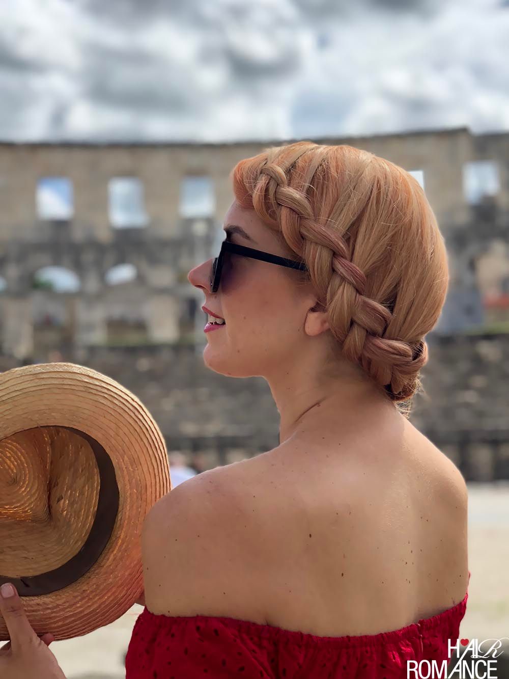 Strawberry Blonde Braid into Low Bun — Travel Hairstyles