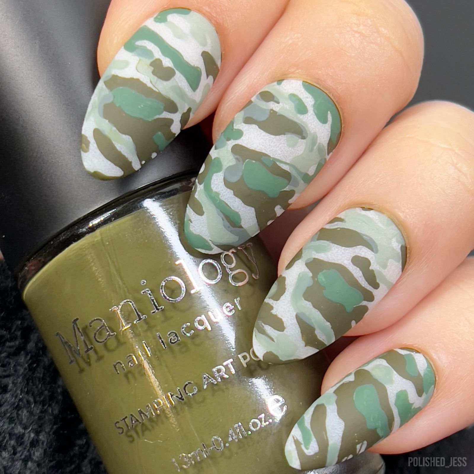 Matte Green White Grey Camo Almond Matte Green White Grey Camo Almond — Camo Nails