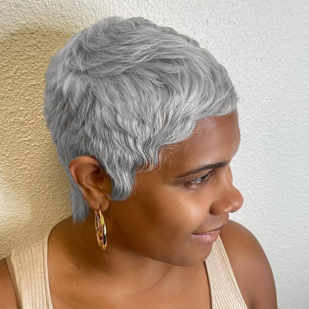 Textured Gray Pixie With Finger Waves Textured Gray Pixie With Finger Waves