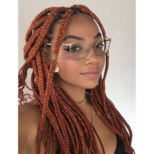 Vibrant Ginger Hue Jumbo Box Braids — Jumbo Braids