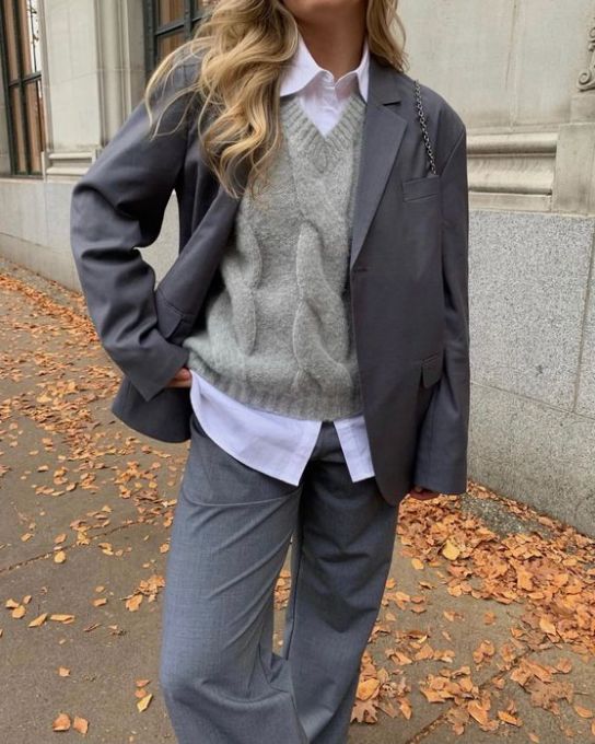 Layered Sophistication: Sweater Vest over Button-Down Layered Sophistication: Sweater Vest over Button-Down — Internship Outfits