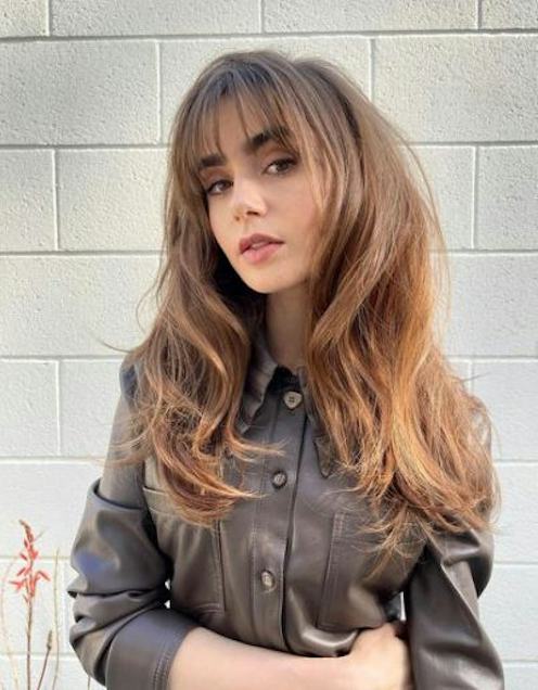 Layered Collarbone Cut With Curtain Bangs Layered Collarbone Cut With Curtain Bangs — Haircuts for Thick Hair