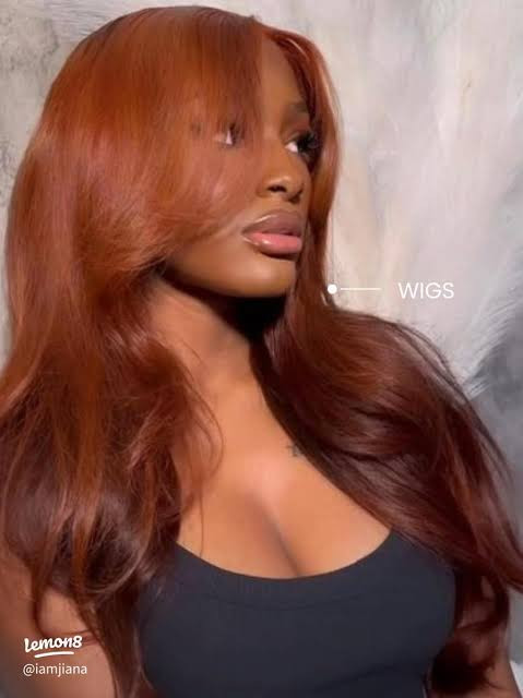 Ginger Orange Layers With Full Fringe — Ginger Hair on Black Women