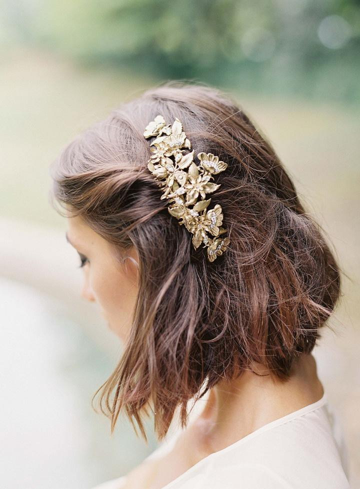 Dark Brown Bob With Jeweled Barrette — Barrette Hairstyles