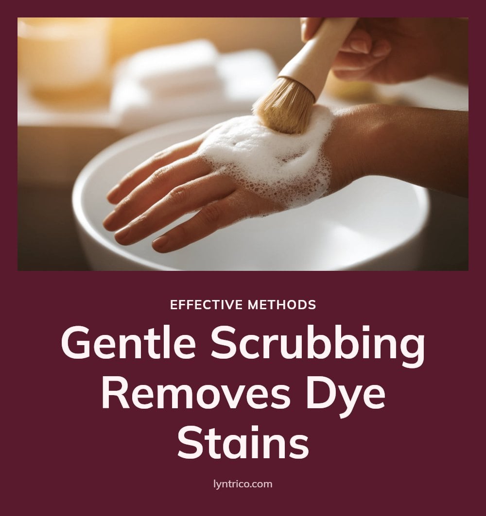 A hand is being gently scrubbed with a foamy paste using a soft brush A hand is being gently scrubbed with a foamy paste using a soft brush — how to get hair dye off skin