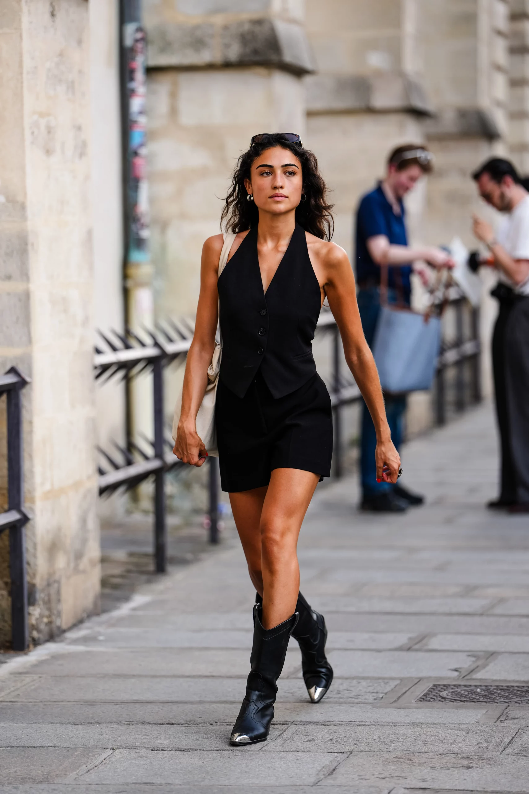 Sleek Black Halter Vest and Shorts Outfit — Cowgirl Outfits