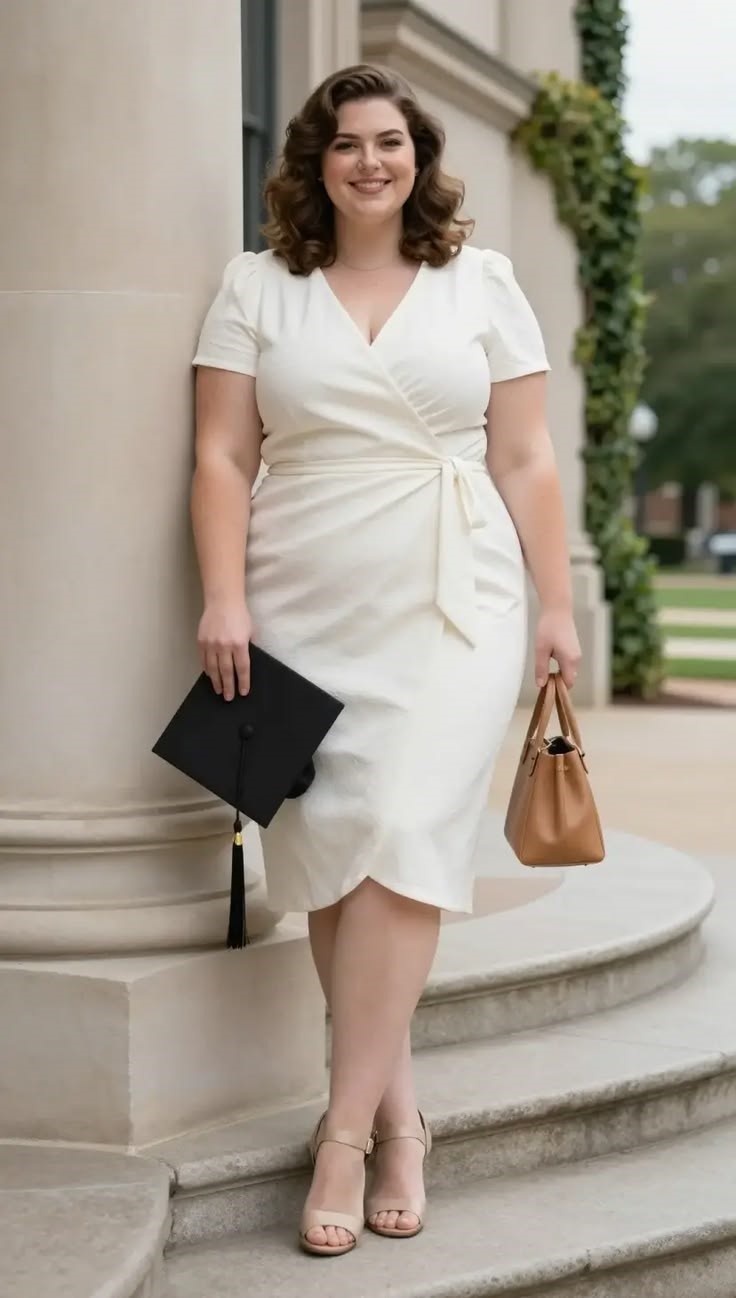 Fitted Sheath Wrap Dress for a Polished Look Fitted Sheath Wrap Dress for a Polished Look — Outfits for Apple Shape