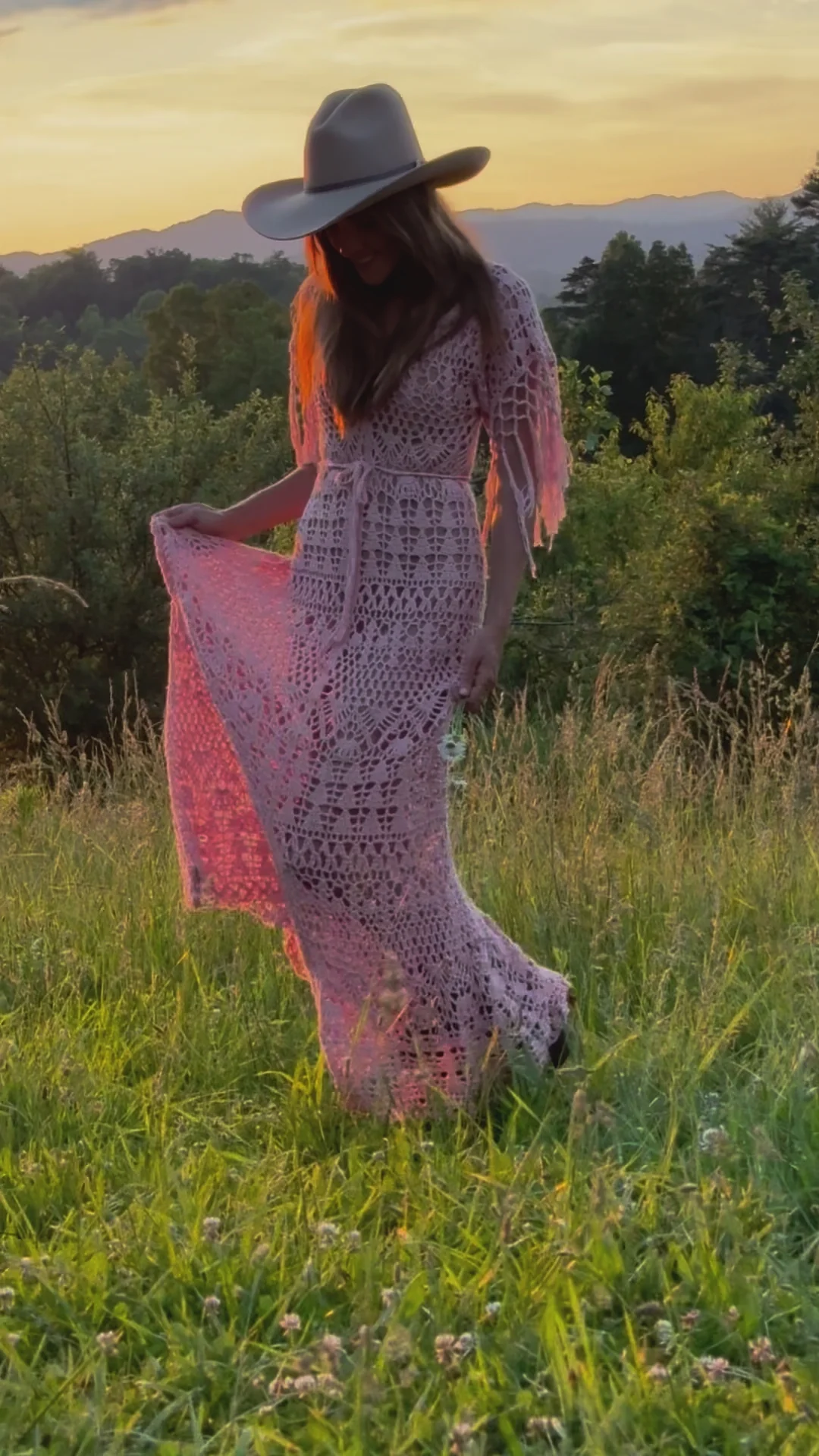 Pink Crochet Maxi Dress with Fringe and Crochet Belt Pink Crochet Maxi Dress with Fringe and Crochet Belt — Crochet Outfits
