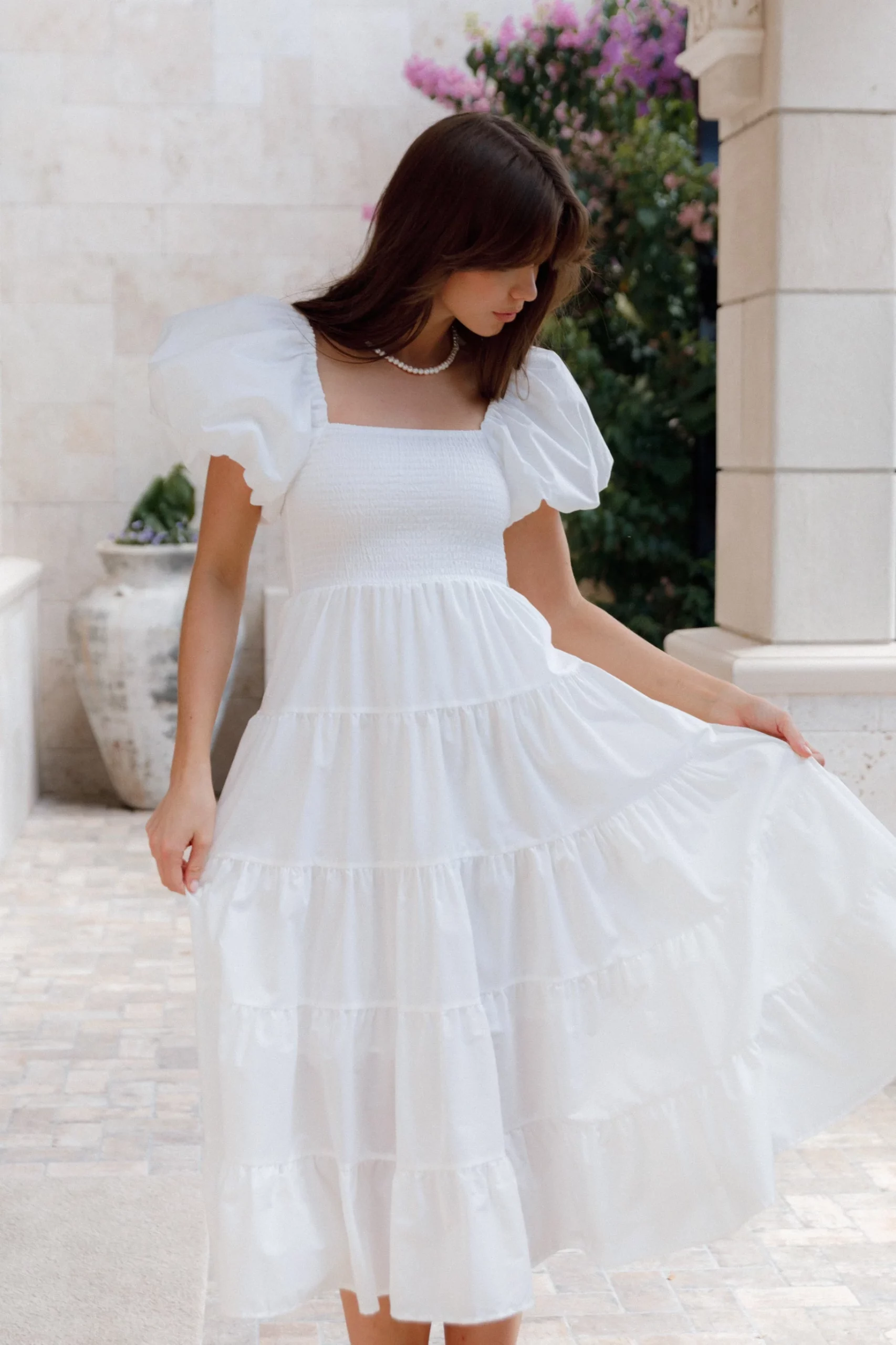 Airy White Off-the-Shoulder Midi Dress for Casual Summer Airy White Off-the-Shoulder Midi Dress for Casual Summer — White Dresses