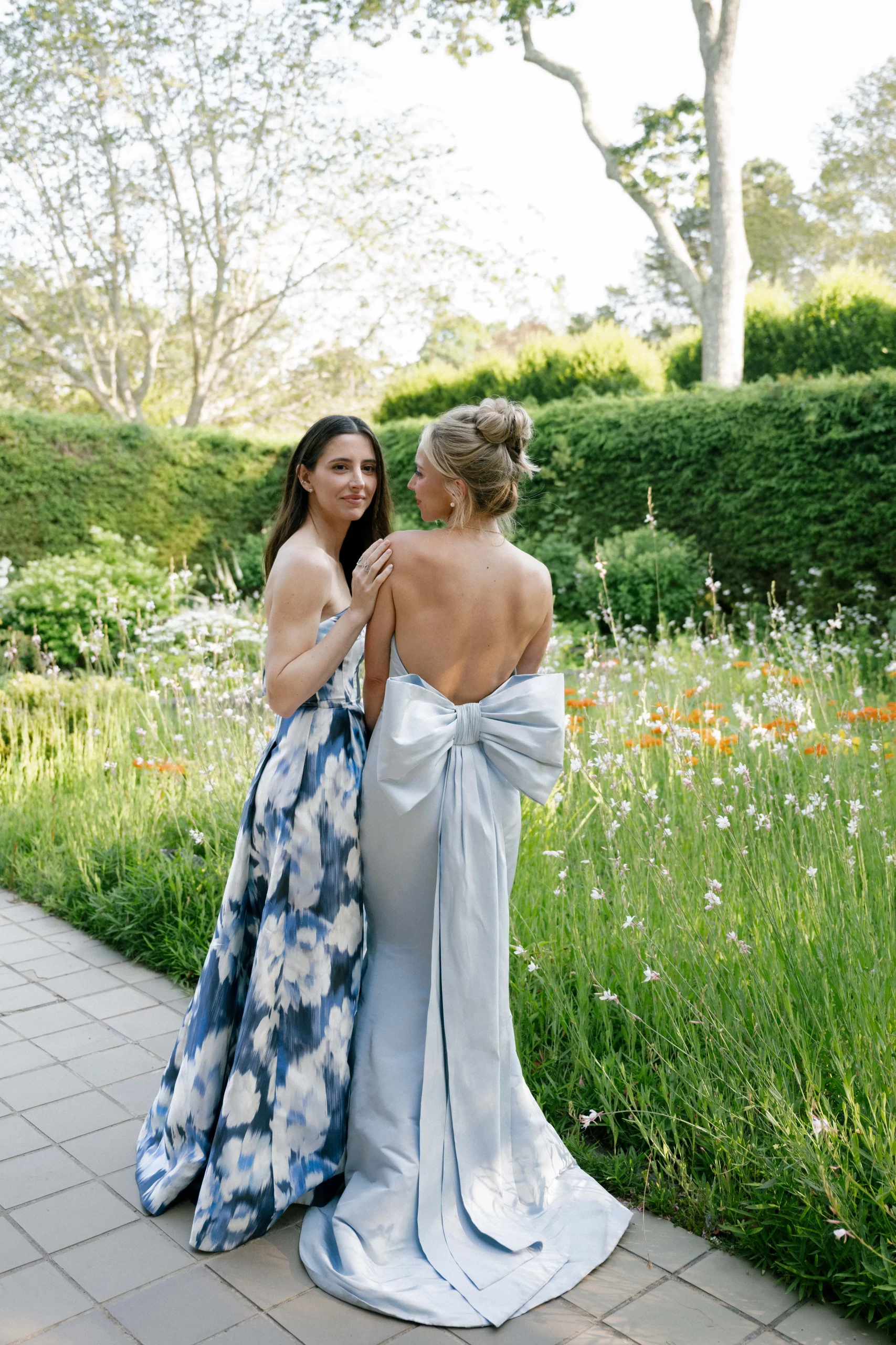 Flowing Blue Maxi Dresses: A Bow Detail and Floral Print Duo for Wedding Guests — Wedding Guest Dresses