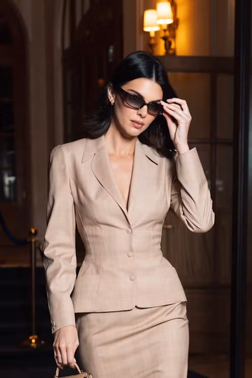 Beige Wool Tweed Blazer and Pencil Skirt for Business Formal Beige Wool Tweed Blazer and Pencil Skirt for Business Formal — Blazers